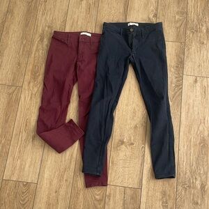 SET OF 2: Abercrombie & Fitch Skinny Jean Leggings - Maroon and Blue